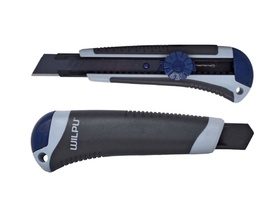 Нож строительный WCM002 PRO х 1шт/уп. прорезиненный, 2 запасных лезвия, 18 мм WILPU