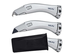 Нож строительный WCM005 Heavy Premium  х 1шт/уп. лезвие-крюк, метал.рукоятка, 6 зап.лезвий WILPU