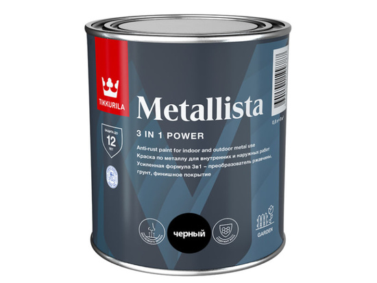 Краска по ржавчине METALLISTA черная 0,8л