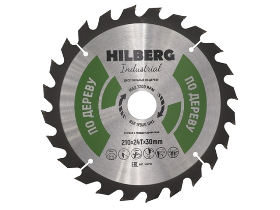 Диск пильный Hilberg Industrial Дерево 210*30*24Т HW210
