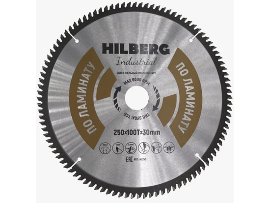 Диск пильный Hilberg Industrial Ламинат 250*30*100Т HL250
