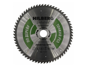 Диск пильный Hilberg Industrial Дерево тонкий рез 250*32/30*64Т